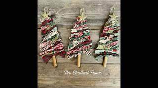 Cinnamon stick and scrap fabric Christmas tree ornaments