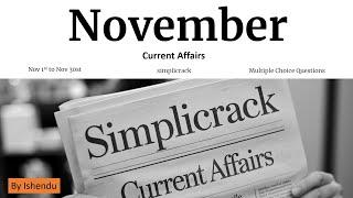 Top Questions from November 2024 Monthly Current Affairs for SSC and Railway Exams | Simplicrack