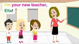 Ella's mother becomes her teacher - English Funny Animated Story - Ella English