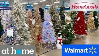 AT HOME WALMART HOMEGOODS CHRISTMAS DECORATIONS TREES DECOR SHOP WITH ME SHOPPING STORE WALK THROUGH