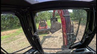 Digging Up Old Concrete Slabs To Use As  Rip Rap For Erosion Control On The Back Side Of The Dam...