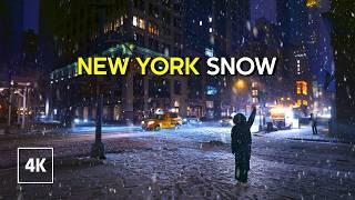 New York Snow Night Walk ️ Manhattan Snowfall, Wintry NYC