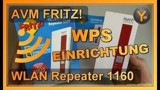 Schnelleinrichtung per WPS: AVM FRITZ! WLAN Repeater 1160 / WiFi Verstärker 802.11b/g/n/ac WPA2