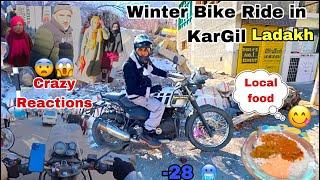 Winter Bike Ride in kargil Ladakh || Crazy Reaction in kargil market 