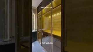 Glass walk-in wardrobe nearing completion—stay tuned for the big reveal!