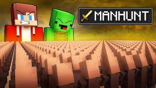 JJ and Mikey vs VILLAGERS Manhunt Battle in Minecraft - Maizen