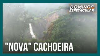 Cachoeira gigante surge em Nova Iguaçu após fortes temporais