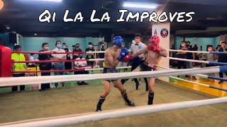 Qi La La Makes Amazing Improvements - Wing Chun vs Kickboxing