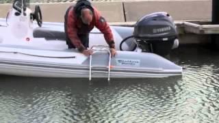 Inflatable boat boarding ladder