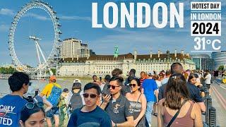 England, London Summer Streets Heatwave Walk | 4K HDR Virtual Walking Tour around the City