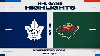 NHL Highlights | Maple Leafs vs. Wild - November 3, 2024