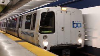 BART 1988-1989 Alstom C1 Car 363 on the Yellow Line - 10-Car 2-Door SFO Airport Train - Legacy Fleet