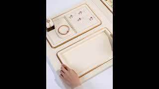 Cream Velvet Jewelry Showcase Display Trays