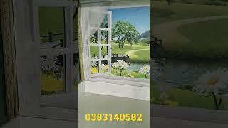 mẫu tranh 3d dán tường cửa sổ siêu đẹp lưng linh