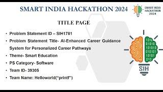 SavvyAI | AI-Enhanced Career Guidance System for Personalized Career Pathways | SIH 2024