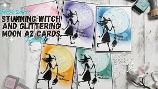 How to Create Your Own Stunning Silhouette Witch and Glitter Moon A2 Card for Spooktember!