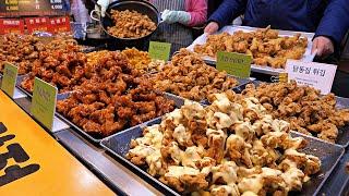 Korean traditional market street food! Chicken, Dakgangjung - TOP 4 / Korean Street food