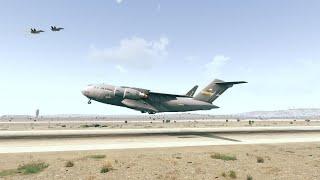 U.S. Air Force C-17 Globemaster III Attempts First Flight from Military Airport -in Arma3 Simulation