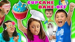 BROTHER vs SISTER CUPCAKE BAKE OFF Mystery Box CHALLENGE! Chef Kids Cooking w  FUNnel Vision Ju