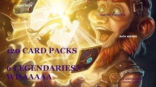 Hearthstone 120 packs! 6 LEGENDARIES?!!!!!