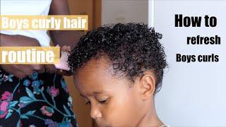 BOYS CURLY HAIR ROUTINE / HOW TO REFRESH BOYS CURLY HAIR /TODDLER'S HAIR ROUTINE/ kinder haar pflege