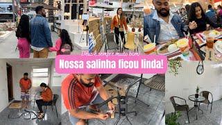 Comprei minha mesinha| Fomos na loja finalizar a compra dos pisos| A salinha ficou linda| Gratidão!