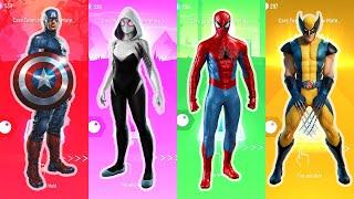 Captain America vs Spider Gwen vs Spider Man vs Wolverine , Tiles Hop EDM Rush!