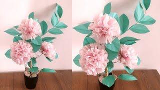 How To Make Round Tissue Paper Flower | DIY Paper Craft