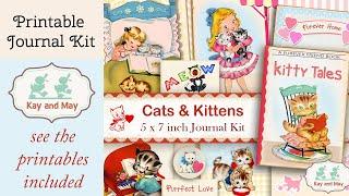 Cats and Kittens printable junk journal kit, cat lover journal, cute kittens journal, KayandMay