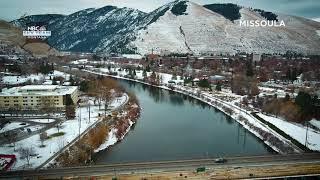 Drone video of downtown Missoula.