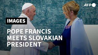 Pope Francis meets Slovakian President Zuzana Caputova at presidential palace | AFP