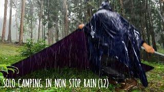 SOLO CAMPING HEAVY RAIN - NON STOP RAIN - COOKING AND RELAXING IN THE TENT - ASMR