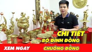 " Cận cảnh" Bộ đỉnh đồng trên ban thờ gia tiên