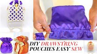 HOW TO MAKE A DRAWSTRING POUCHES EASY SEW TUTORIAL/TIPS FOR SEWING GIFT BAGS/DIY MAKE DRAWSTRING BAG