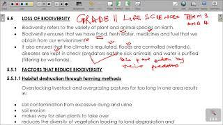 GRADE 11 LIFE SCIENCES TERM 4 LOSS OF BIODIVERSITY