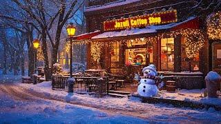 Winter Coffee Shop Ambience: Coffee Shop Sounds, Sound of Light Wind Breeze and Falling Snow