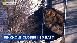 Large sinkhole prompts lane closures on Interstate 80 in northern New Jersey