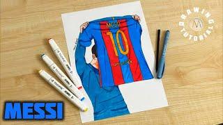 How to draw Messi Barcelona jersey / Messi drawing tutorial