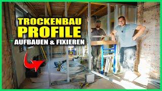 TROCKENBAU SELBER MACHEN (ALTBAU) - Wandprofile stellen ausrichten & fixieren! | Home Build Solution