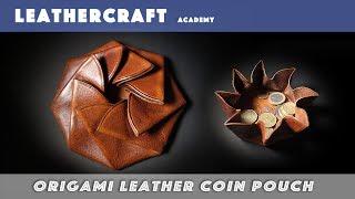 Making a leather origami coin pouch / leather craft tutorial