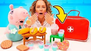 Spielzeug Video für Kinder mit Peppa Wutz und Nicole. Papa Wutz geht es schlecht