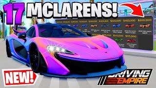 17 NEW Mclaren Cars & Update In Driving Empire!