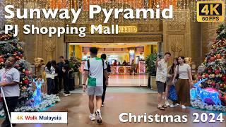 [4K 60fps HDR] SUNWAY PYRAMID | Petaling Jaya Shopping Mall - Christmas 2024 | Malaysia Walking Tour