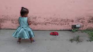 My #baby #shanvi Suman playing with rimote car. 27 october 2020