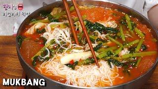 리얼먹방:) 이가 시려운 열무국수  ft. 김치새우만두, 고기새우만두ㅣYeolmu-kimchi Guksu & DumplingㅣREAL SOUNDㅣASMR MUKBANGㅣ