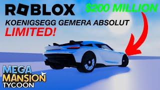 KOENIGSEGG GEMERA ABSOLUT (LIMITED!) - ROBLOX (MEGA MANSION TYCOON)