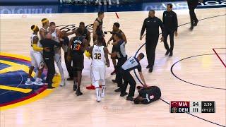 Nikola Jokic shoves Markieff Morris after Morris fouled him at halfcourt 