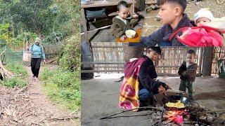 mother looks after corn boy comes home from school cooks rice and eggs look after younger sibling