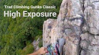 #385 Trad Climbing The Gunks Classic High Exposure Pitch 3 Money Pitch equalized trad anchor ending