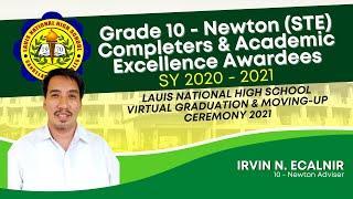 GRADE 10 - NEWTON COMPLETERS SY 2020 - 2021 | ADVISER IRVIN ECALNIR